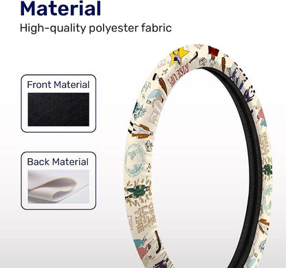 GENANY Historical Musical Steering Wheel Cover, Non Slip Polyester Car Wheel Protector for Car SUV Truck, Universal 15 Inch