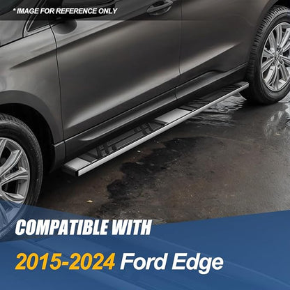 Auto Dynasty Running Boards Compatible with 2015-2024 Ford Edge, Stainless Steel Side Step Rail Nerf Bars, 6.5 Inches Step Bars, Polished Chrome 16 17 18 19 20 21 22 23