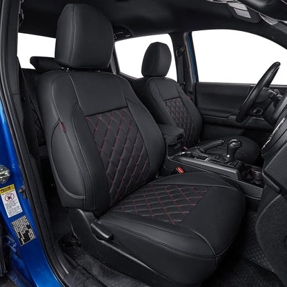 coverdream Tacoma Seat Covers Custom Fit for 2016-2023 Toyota Tacoma Access Cab/Xtra Cab SR SR5,Fully Covered Faux Leather Waterproof Truck Seat Protector-Full Set (Black & Diamond)