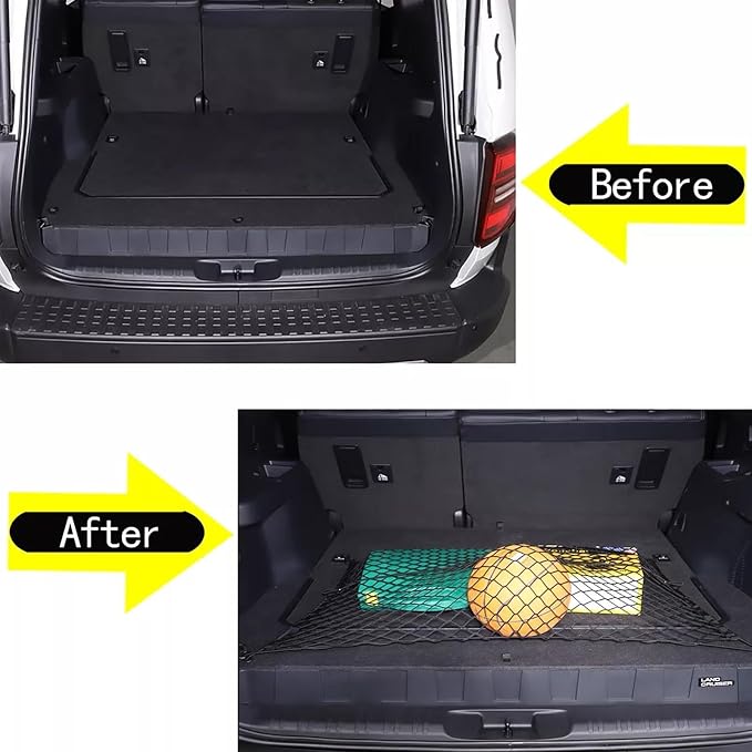 2 Pcs Trunk Organizer Cargo Net for 2024 2025 2026 Toyota Land Cruiser 250 1958 Prado Lc250 J250,Envelope Style&Rear Trunk Floor Style Cargo Net Car Trunk