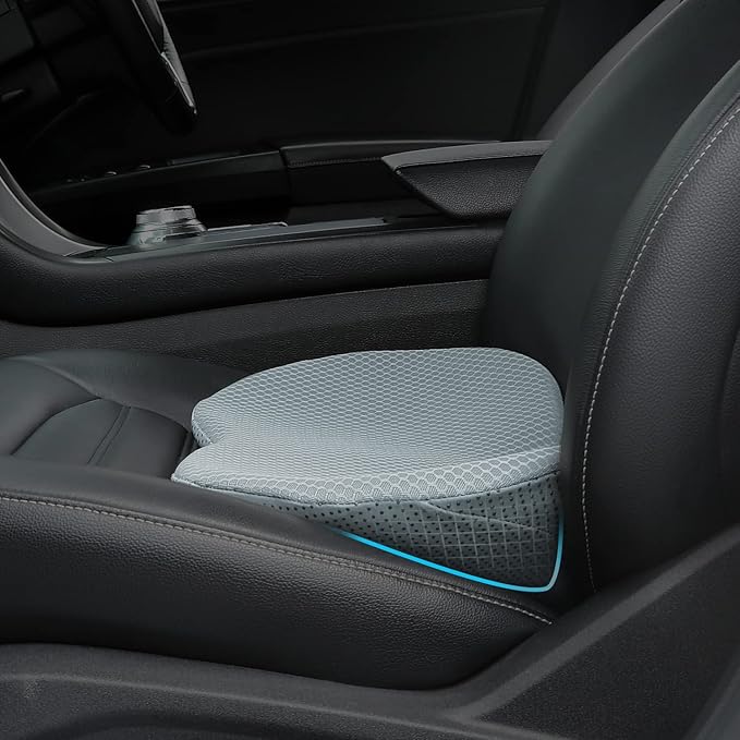 Livtribe Car Seat Cushion - Memory Foam Car Seat Pad - Sciatica & Lower Back Pain Relief - Car Seat Cushions for Driving - Road Trip Essentials for Drivers(Gray)