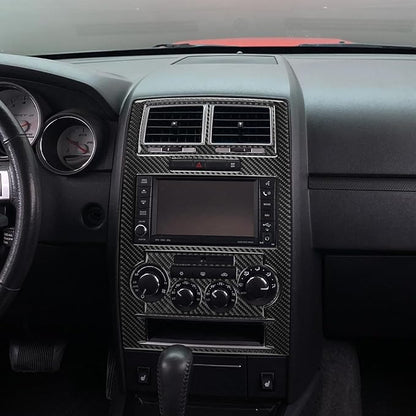 Car Center Console Panel Sticker Kit Real Quality Carbon Fiber Trim Compatible with Dodge Charger 2008 2009 2010 Premium Interior Accessories Decor Decal Style B 3pcs Black