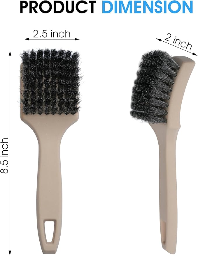 Nanoskin 8.5 Inch Heavy-Duty Tire Cleaning Brush - Ergonomic Steel Wire Scrub for Whitewall & Sidewall | Professional Auto Detailing Tool, Enhanced Grip for Automotive & Household Use