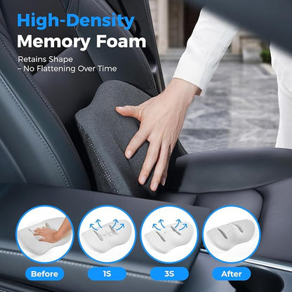 Lumbar Support Pillow for Car, Memory Foam Back Cushion for Lower Back Pain Relief, Ergonomic Car Seat Support with Breathable Airflow Channels for Driving, Office Chair, Wheelchair