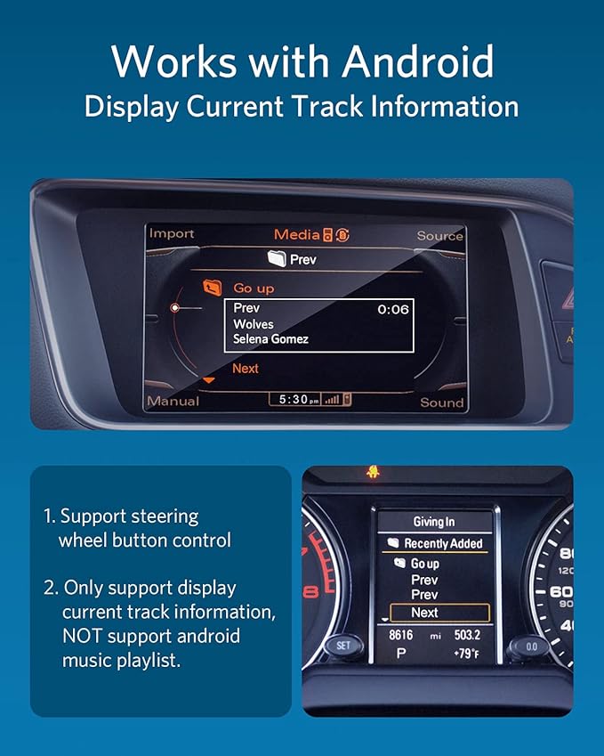 Airdual Car Bluetooth 5.0 aptX-HD Adapter for 30 pin iPod iPhone Music Interface Include Audi Volkswagen Motorcycle (AMI iPod iPhone Cable NOT Included)