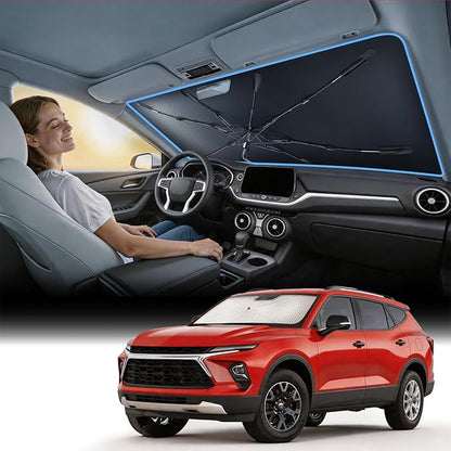 Nmoiss [Vinyl Coating Heat Shield] Windshield Sun Shade Umbrella Custom for Blazer, Protect Car from Sun Rays & Heat Damage Keep Cool and Protect Interior