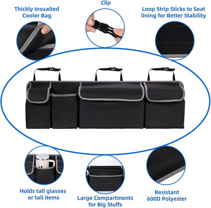 Trunk Organizer - Car Organizer, Foldable Trunk organizer for SUV/MPV/Truck, Collapsible Car Storage Bag with 4 Pockets, Black, 40.16"×11.02"
