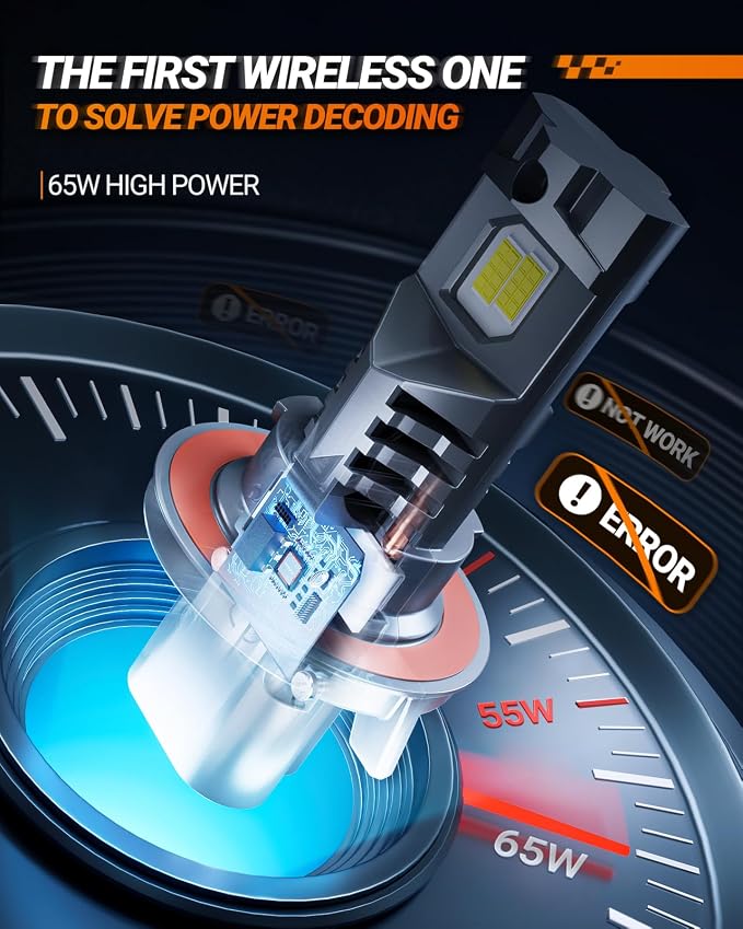 SEALIGHT 9008 Fog Lamps or DRL 60000LM 9×Brightness High Power for Uber, 2025 Version, S7S Series Wireless H13 Bulbs Water Proof 10 Years Lifespan- Pack of 2