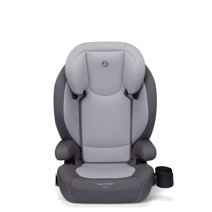 Maxi-Cosi RodiSport Kids Booster Car Seat, High-Back, Backless Booster Seat, 7-Position Headrest, Easy Latch System, Reclining Chair, Belt Guide, Fits 40-100 lbs, 43.4-57 in, Sea Salt