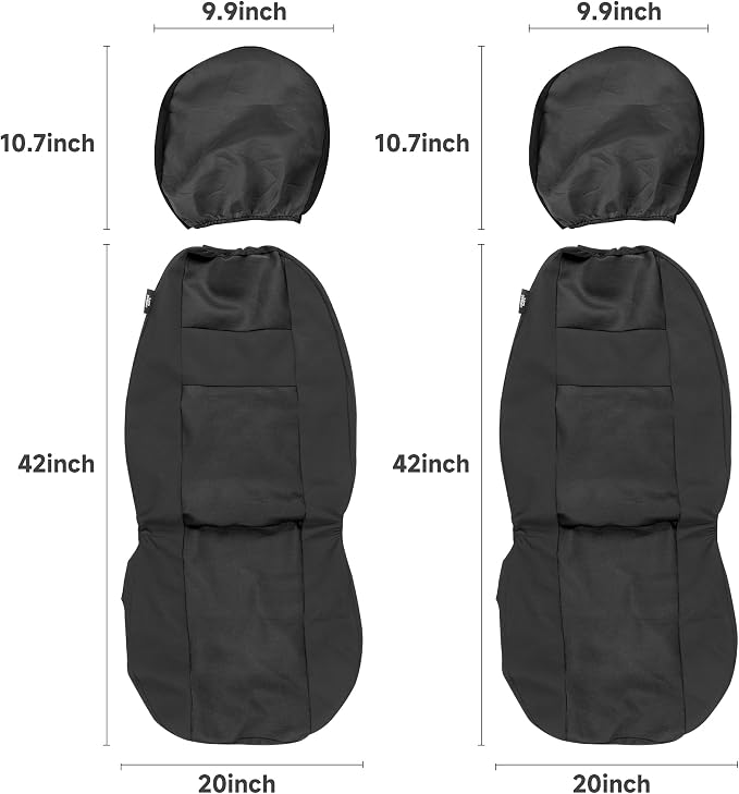VarCozy Seat Covers for Car Front Pair, Breathable Cloth Front Car Seat Covers, Universal Cloth Seat Covers for SUV Sedan Van, Automotive Interior Covers, Airbag Compatible