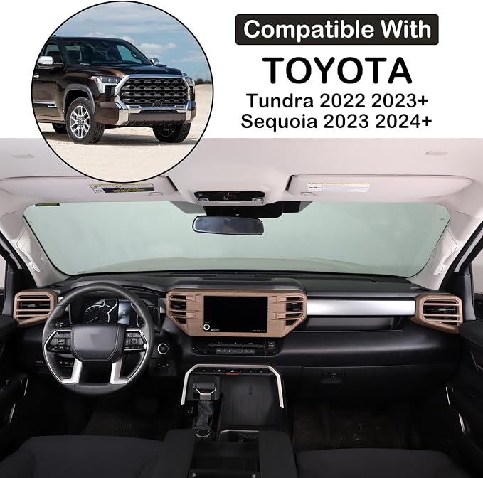 Aunginsy Car Center Console Side Air Conditioning Outlet Trim Cover Compatible with Toyota Tundra/Sequoia 2022-2025 2026, Dashboard Side A/C Wind Vent Panel Decorative Frame Protector ABS Accessories