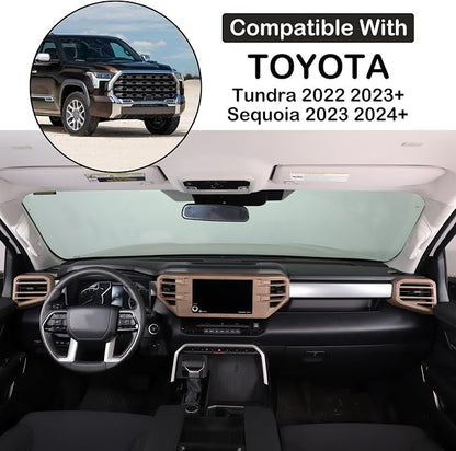 Aunginsy Car Center Console Side Air Conditioning Outlet Trim Cover Compatible with Toyota Tundra/Sequoia 2022-2025 2026, Dashboard Side A/C Wind Vent Panel Decorative Frame Protector ABS Accessories