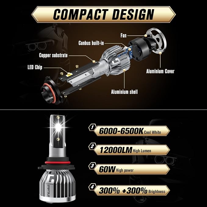 Fit For Honda Accord 2016-2018 LED Headlight Bulbs,9005/HB3 High Beam + h8/h9/h11 Low Beam,LED Headlight Bulbs Combo,Pack of 4 (Fit For Honda Accord 2016-2018)