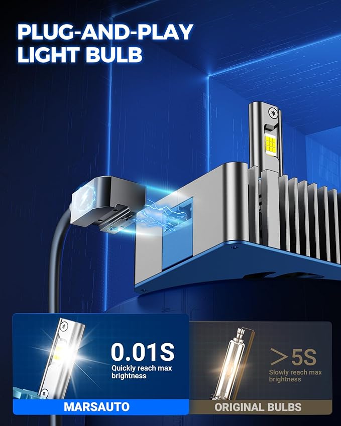 Marsauto D5S Xenon HID Bulbs, 6000K Cold White Plug and Play Fog Light Bulb, Pack of 2