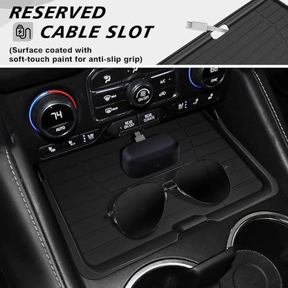 Muslogy Center Console Organizer Compatible with 2021-2023 2024 GMC Yukon & Chevy Tahoe Suburban Accessories Middle Console Storage Box & Hidden Panel Removable Cover (Not for Yukon Denali/Ultimate)