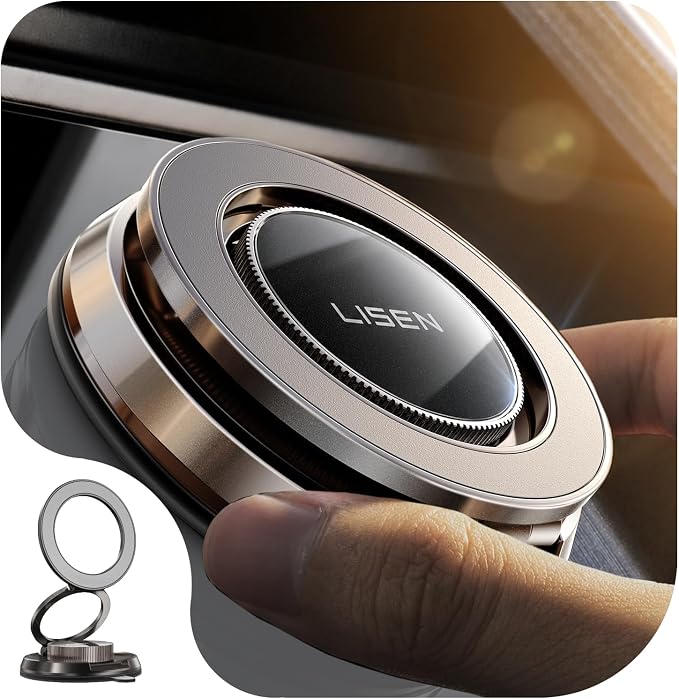 LISEN Suction Phone Mount for Vacuum [All-Metal & Nano Gel 98+LBS Suction] 360 Adjustable Vacuum Magnetic Phone Holder for Car, for Magsafe Car Mount for iPhone 17 Pro Max 16 15 14 13 12 &Dash Covers | Car Mount for iPhone [All Aero Metal] Phone Mount ...