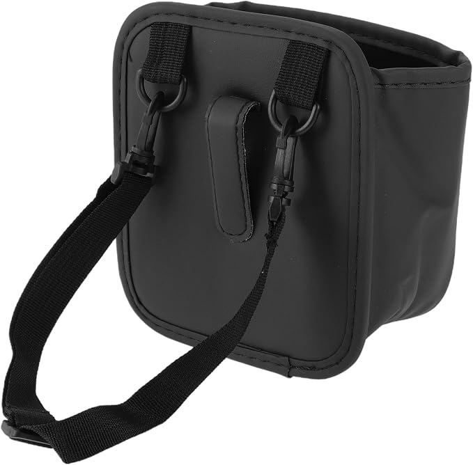 Car Trash Can Portable and Hanging 5.9" Length 3.9" Width 7.1" Height Trash Bin Faux Leather Black 1 Pcs