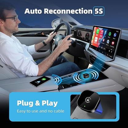 2026 New Wireless CarPlay Adapter for Apple iPhone ＆Android Auto 2 in 1, Mini USB CarPlay Dongle Wired to Wireless, Fast Connection, Compatible with iOS 10+ & Android 11+, Plug and Play (Black)