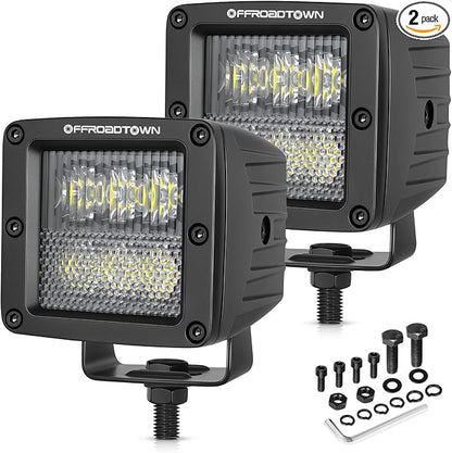 LED Cubes, OFFROADTOWN 3inch 120W CREE LED Pods Driving Lights Cubes Ditch Light Off Road Lights Reverse Light for Truck Pickup UTV ATV SUV Boat 4x4 Car - Driving Combo