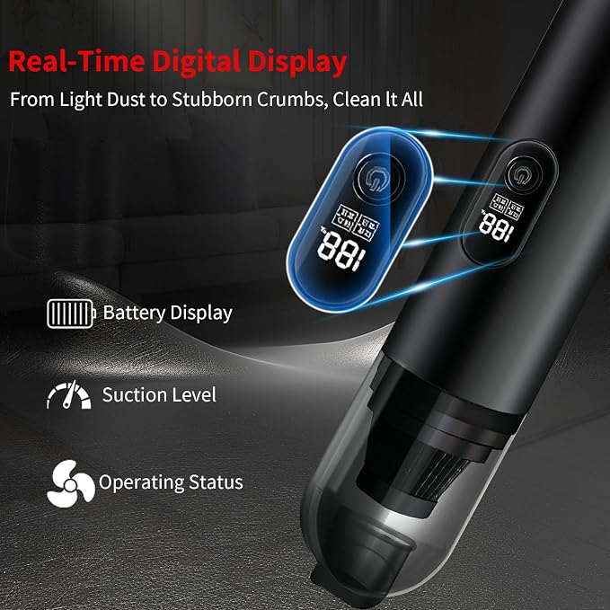 Handheld Car Vacuum Portable Cordless, 2 in 1 Handheld Vacuum Cleaner 18000PA High Power Air Blower,2 Speed Mini Hand Held Vacuum Rechargeable for Home, Car, Office, Pet Hair