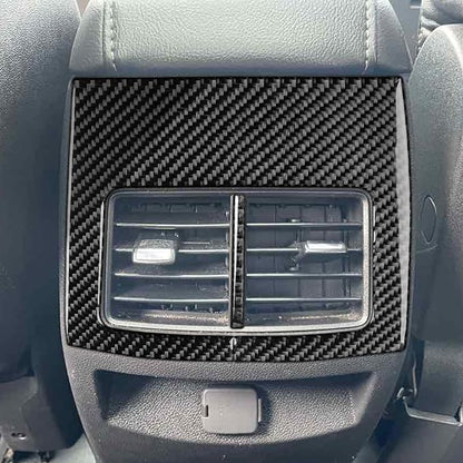 Premium Carbon Fiber Compatible with Ford Edge 2011-2014 2012 2013 SEL/Limited/SE/Sport Accessories Car Rear Row Storage Box Air Vent Frame Cover Interior Trim Sticker Decal Black 2PCS