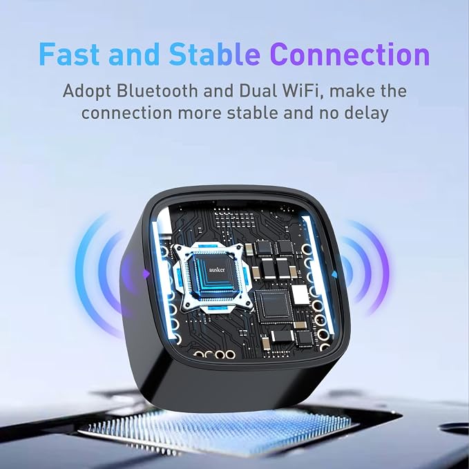 Wireless CarPlay Adapter, Plug and Play Mini Size CarPlay Wireless Adapter with USB A Extension Cable and USB A to USB C Cable, Compatible with iPhone and Cars, Stable Connection and No Latency