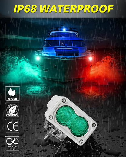 3 Inch Green LED Light Pods Waterproof 2Pcs 40W CREE LED Marine Navigation Lights Fishing Deck Cabin Courtesy Green Diffused Floodlight for Boat Pontoon Kayak Jon Yacht Truck Camper