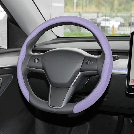 Frani Nappa Leather Steering Wheel Cover,Universal Fit 15 Inch-Premium Non-Slip Breathable Comfort Grip for Cars Trucks SUVs,Anti-Slip Durable Interior Upgrade Light Purple