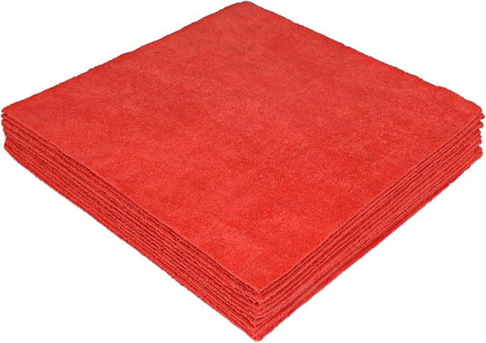 CleanAide Ultrasonic-Cut 300 GSM Microfiber Cleaning Towels, Lint-Free, Scratch-Free, Highly Absorbent, Durable & Reusable with Label-Free Edges for Auto, Home & Commercial Use, 14" x 14", 12-Pack,