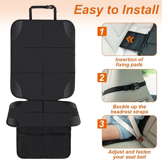 Husfunov Car Seat Protector,2Pack Car Seat Cushion,with Thickest Padding and Non-Slip Backing,Waterproof 600D Fabric Car Seat Covers with Storage Pockets for Baby for Baby、Pet and All Types of Cars