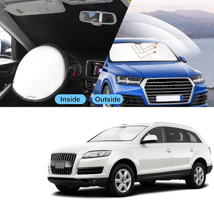 TINGLU Sun Shade for Audi Q7 2007-2015 Accessories Windshield Sun Shade Window Shade UV Rays Protection Sun Visor Cover with Steering Wheel Sunshade Storage Bag