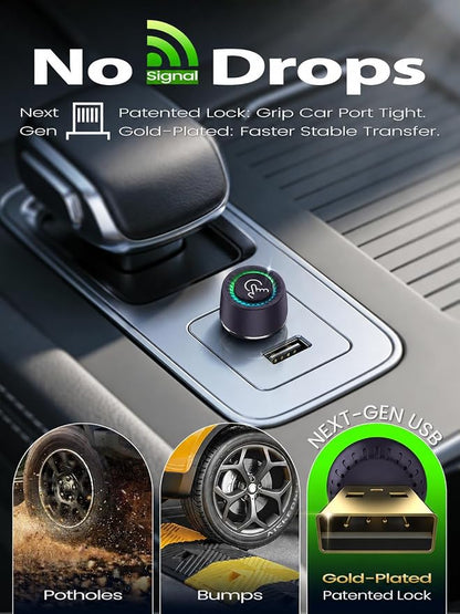 Wireless CarPlay Adapter, Fast Auto Connect, No Lag, Easy Device Switching for 2 Phones, Plug & Play, 5GHz WiFi, Compatible with iPhone 6 or Above
