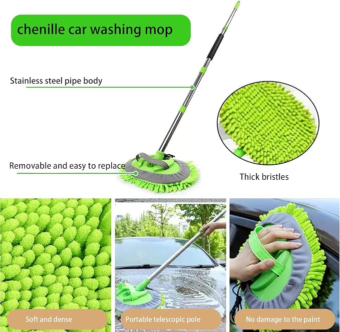 Car Detailing Kit Exterior, Car Wash Brush Kit with Long Handle 10pcs Set, Car Windshield Cleaner, Professional Car Care kits, Car Detailing Brush Set, Car Cleaning Drill Brush Kit with Extension Pole