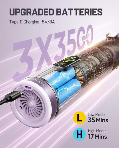 Fanttik Slim V10 Ultra Cordless Car Vacuum, 4-in-1 Portable Mini Vacuum with 19kPa Suction, Freely Combinable Accessories, 2 Suction Modes, Handheld Vac for Car, Small Jobs, Keyboard, Office (Purple)