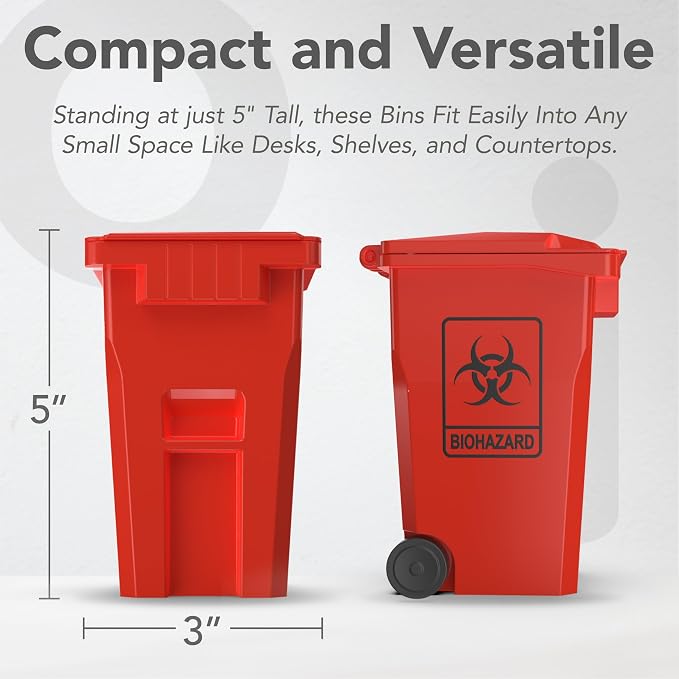 Wiosi Mini Garbage Trash Pen Holder for Desk and Tiny Recycle Bin Pencil Holder Red & Yellow, Pack of 2 - Storage for Pencil & Pen | Office Stationery to Organize the Desk | Ideal for Student Work
