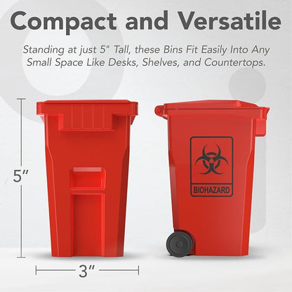 Wiosi Mini Garbage Trash Pen Holder for Desk and Tiny Recycle Bin Pencil Holder Red & Yellow, Pack of 2 - Storage for Pencil & Pen | Office Stationery to Organize the Desk | Ideal for Student Work