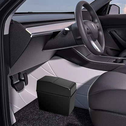 1 Pcs Black Car Trash Can, Car Trash Bin with Lid, Universal Portable Car Trash Can for Most Cars,Suvs, Offices