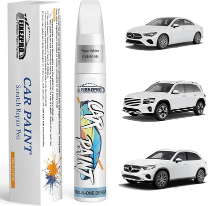 Polar White Touch Up Paint for Mercedes, Color Exact Match Car Paint Scratch Repair Pen Quick & Easy Fix Vehicle Chips and Automotive Nicks Scuff