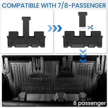Floor Mats Cargo Mat Set for 2020-2024 2025 Hyundai Palisade 7/8 Seat, All Weather TPE Cargo Liner Backrest Mats Trunk Lower Car Mat Accessories for Palisade Calligraphy