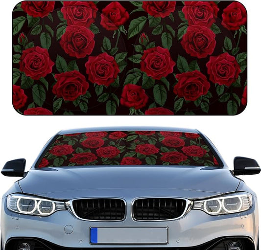 Windshield Sun Shade Foldable Car Front Window Covers for Car Accessories Sun Heat UV Rays Visor Protector Protection for Universal Cars SUV Truck (Rose)
