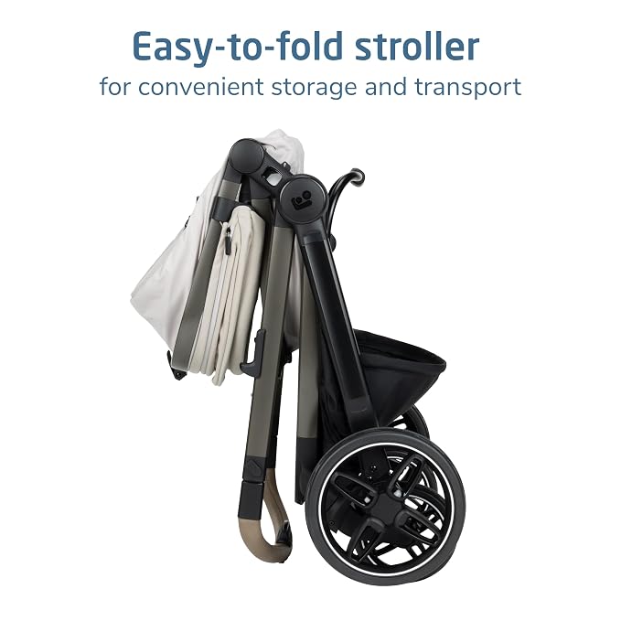 Maxi-Cosi Zelia Pro 5-in-1 Travel System with Mico Pro Infant Car Seat and Baby Stroller Combo, Reversible Seat, Large Wheels, Adjustable Handle, Newborn to Toddler, Lightweight, Classic Oat