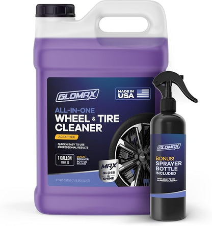 Wheel Cleaner (1 Gallon) - Non Acid Rim Cleaner - All in One Wheel and Tire Cleaner for Car Detailing - Made in USA Tire Cleaner Spray - Removes Brake Dust, Oil, Dirt, Light Corrosion