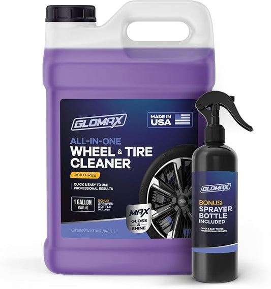 Wheel Cleaner (1 Gallon) - Non Acid Rim Cleaner - All in One Wheel and Tire Cleaner for Car Detailing - Made in USA Tire Cleaner Spray - Removes Brake Dust, Oil, Dirt, Light Corrosion