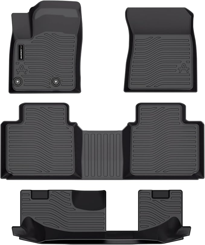 Auxko All Weather Floor Mats Fit for Mitsubishi Outlander 2026-2022(Not phev or Sport) TPE Rubber Liners Outlander Accessories All Season Guard Odorless Anti-Slip Floor Mats 3 Row