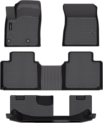 Auxko All Weather Floor Mats Fit for Mitsubishi Outlander 2026-2022(Not phev or Sport) TPE Rubber Liners Outlander Accessories All Season Guard Odorless Anti-Slip Floor Mats 3 Row