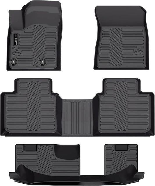 Auxko All Weather Floor Mats Fit for Mitsubishi Outlander 2026-2022(Not phev or Sport) TPE Rubber Liners Outlander Accessories All Season Guard Odorless Anti-Slip Floor Mats 3 Row