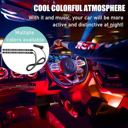Yourkar Car LED Strip Light, 24 LED Interior Under Dash Atmosphere Lights with Cigarette Lighter, Vehicle Decor Lamp Ambient Night Light Strip Lighting, Universal Car Accessories (Red)