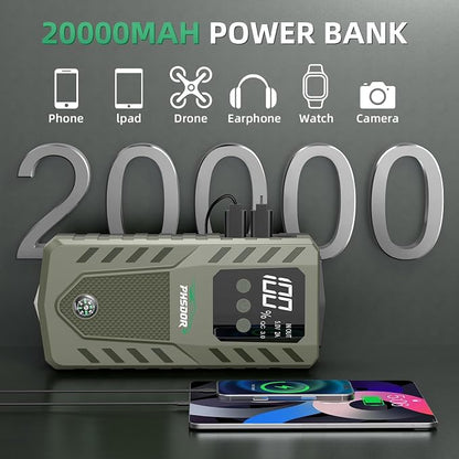 6000A Car Battery Jump Starter, 20000mAh Battery Jumper Starter Portable (10L Gas/8L Diesel), 12V Car Jumper Starter Portable, Jump Box Jump Pack with 3 Modes Flashlight