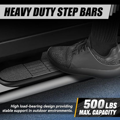 Auto Dynasty Running Board Compatible with 1999-2019 Silverado Sierra 1500 2500HD 3500HD Extended Cab, Stainless Steel Side Step Rail Nerf Bars, 3" Step Bars, Polished Chrome
