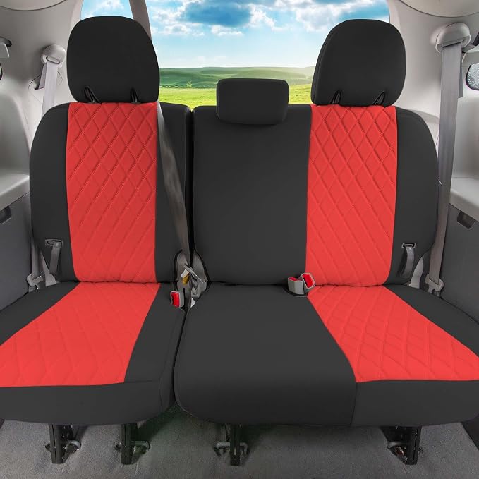 FH Group Custom Fit Car Seat Covers Specifically Made for 2011-2020 Toyota Sienna 7-8 Seater with Ultraflex Neoprene Water Resistant Automotive Seat Covers - 3rd Row Red